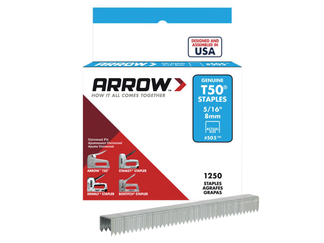 T50 Staples 8mm (5/16in) Box 1250