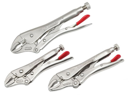Curved Jaw Locking Pliers with Wire Cutter Set 3 Piece