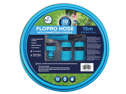 Flopro Hose 15m with Connectors 12.5mm (1/2in) Diameter