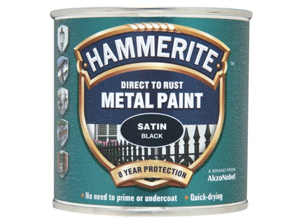 Direct to Rust Satin Finish Metal Paint Black 250ml