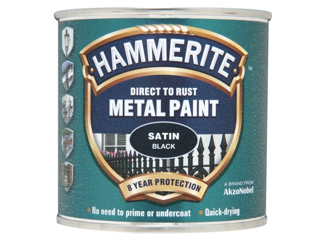 Direct to Rust Satin Finish Metal Paint Black 250ml