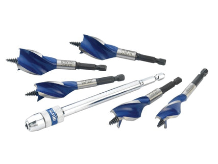 Blue Groove 6X Stubby Wood Bit Set, 5 Piece: 16-25mm + Extension