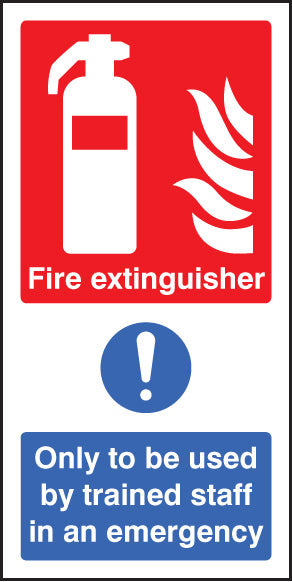 Fire extinguisher only to be used by trained staff in emergency
