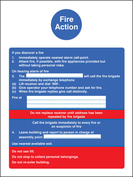 Fire action brigade dialled manually with lift