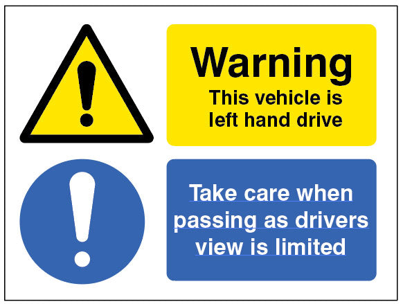 This vehicle is left-hand drive, take care when passing as drivers view is limited