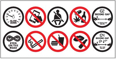 Fatal five with distraction cab sticker