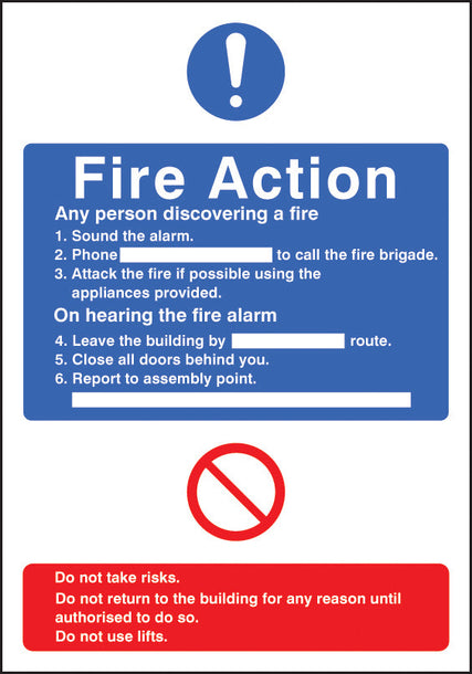 General fire action with lift adapt-a-sign 215x310mm