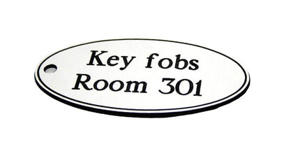 78x150mm Key fob oval - Black text on white