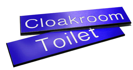 Engraved Sign with adhesive backing - 300x100mm White text on blue