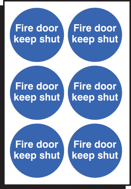 Fire door keep shut 65mm dia - sheet of 6