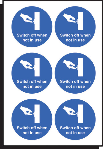 Switch off when not in use 65mm dia - sheet of 6