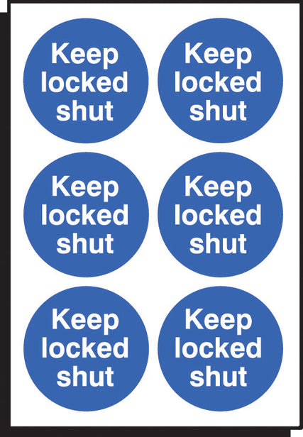 Keep locked shut 65mm dia - sheet of 6