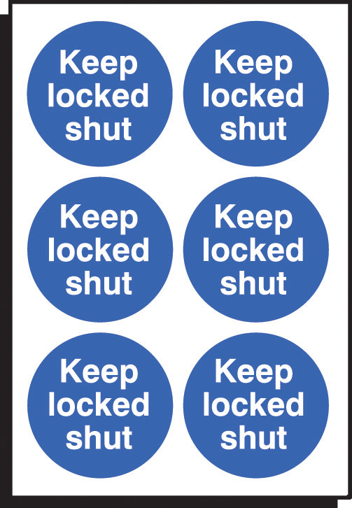 Keep locked shut 65mm dia - sheet of 6