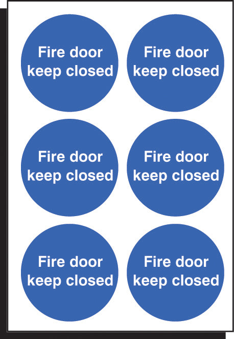 Fire door keep closed 65mm dia - sheet of 6