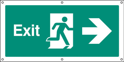 Exit right banner c/w eyelets