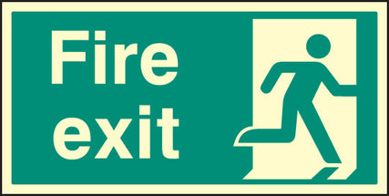 Fire exit right single sided 800x400mm photoluminescent