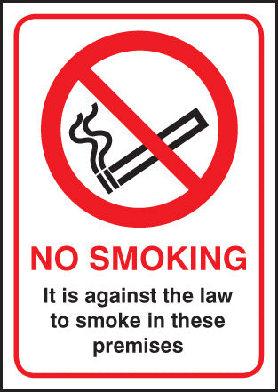 No Smoking it is against the law A4 RP