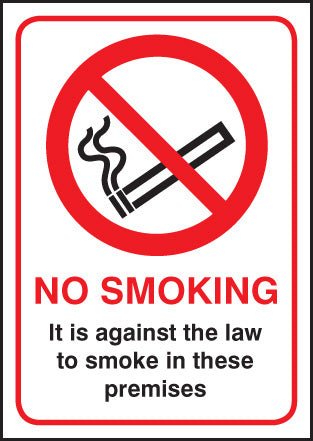 No Smoking it is against the law A5 RP