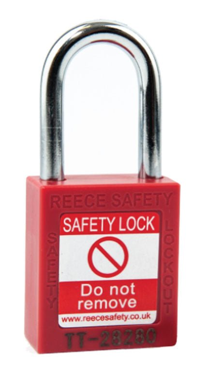 Safety Lockout Padlock, Keyed Different, Red