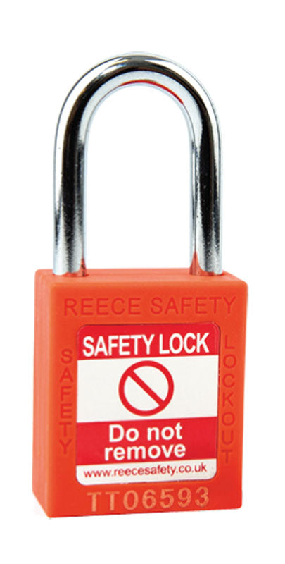 Safety Lockout Padlock, Keyed Different, Orange