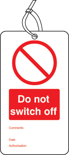 Do not switch off double sided safety tags (pack of 10)