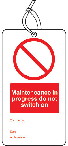 Maintenance in progress double sided safety tags (pack of 10)