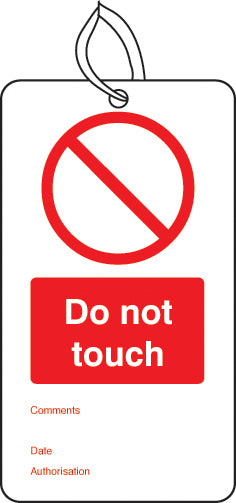 Do not touch double sided safety tags (pack of 10)