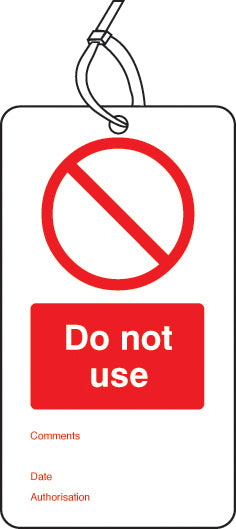 Do not use double sided safety tags (pack of 10)