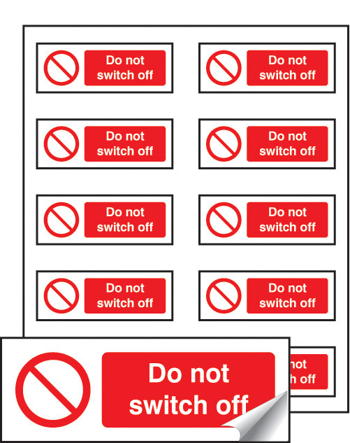 Do not switch off sheet of 10 labels 40x18mm