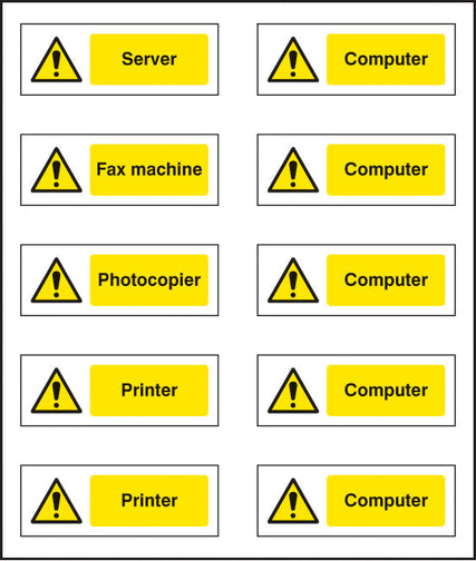Office labels (various machinery) sheet of 10 labels 40x18mm