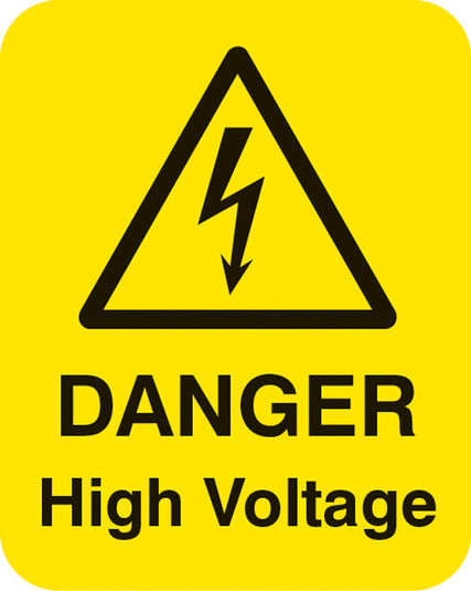 Danger high voltage Sheet of 25 labels 40x50mm