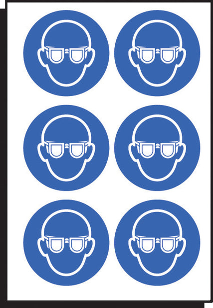Eye protection symbol 50mm dia - sheet of 6