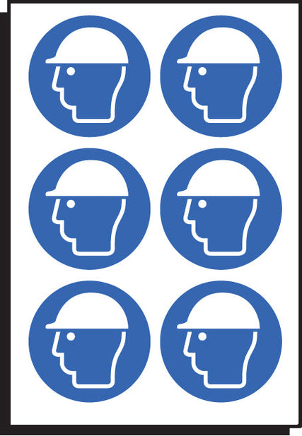 Safety helmet symbol 50mm dia - sheet of 6