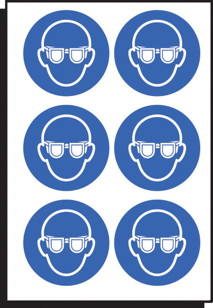 Eye protection symbol 100mm dia - sheet of 6