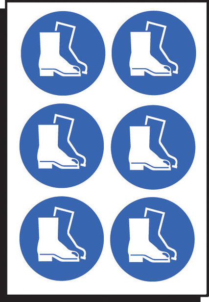 Safety boots symbol 100mm dia - sheet of 6