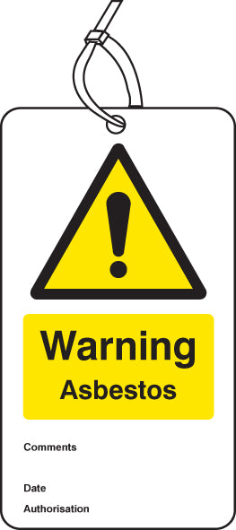 Warning asbestos double sided safety tags (pack of 10)