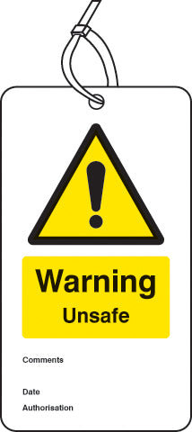 Warning unsafe double sided safety tags (pack of 10)