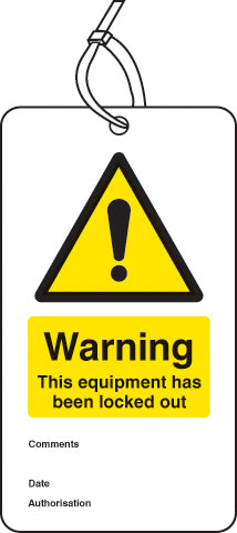 Warning equipment is locked out double sided safety tags (pack of 10)
