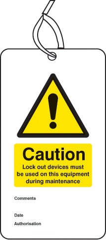 Lockout Tag - Lock out device must be used on this equipment... (80x150mm) Pk of 10