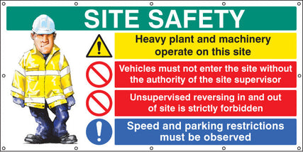 Site Safety banner  (as 6415) c/w eyelets