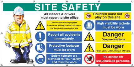 Site Safety banner (as 58038) c/w eyelets