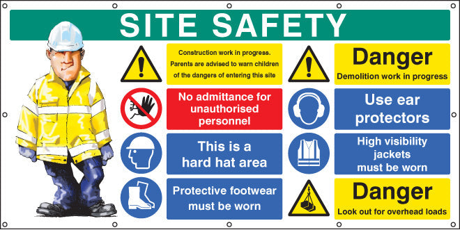 Site Safety banner (as 58037) c/w eyelets
