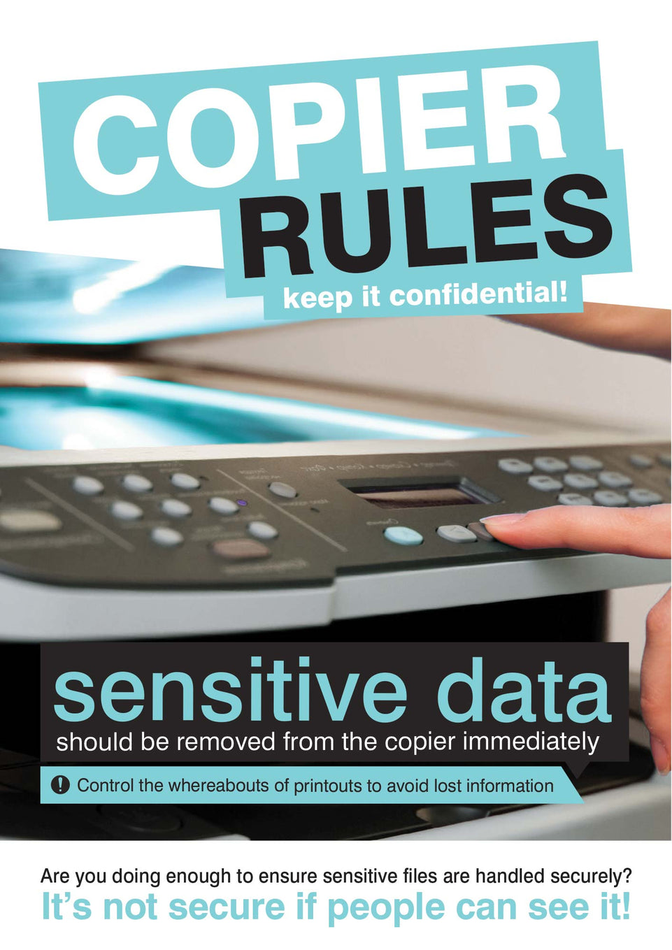 Data security poster - Copier rules - 420x594mm synthetic paper