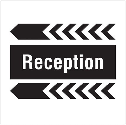 Reception, arrow left site saver sign 400x400mm
