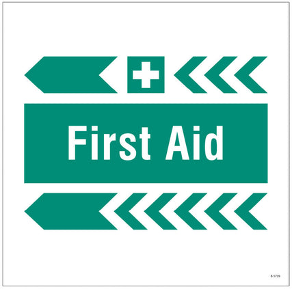 First aid, arrow left site saver sign 400x400mm