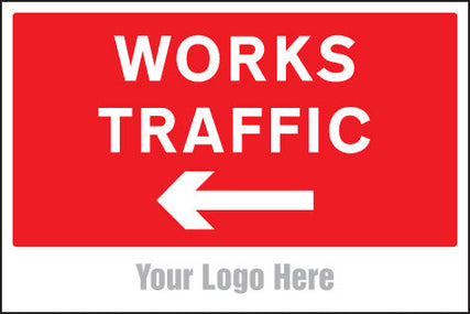 Works traffic only, arrow left, site saver sign 600x400mm