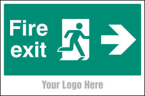 Fire exit, arrow right, site saver sign 600x400mm