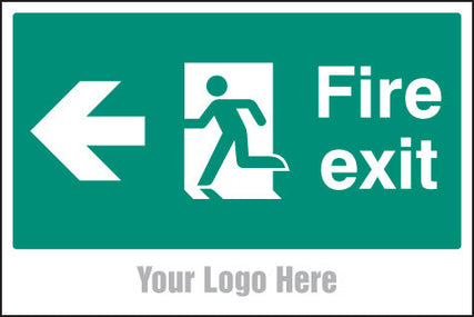 Fire exit, arrow left site saver sign 600x400mm