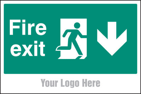 Fire exit, arrow down, site saver sign 600x400mm