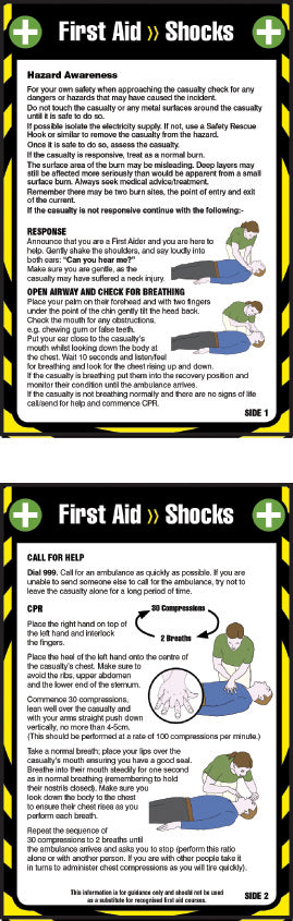 First aid shocks 80x120mm pocket guide